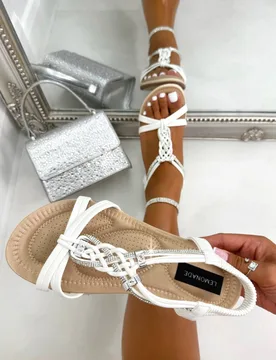 Women's Crystal Endless Summer Sandals in White Size: 7 - White - Size: 7 - Love Lemonade - FashionsVida