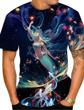 New Summer Personality T Shirt 3D Print anime Colorful Vertigo Mermaid Unisex Digital Art Creative Cool Short sleeve tee - Aliexpress - FashionsVida