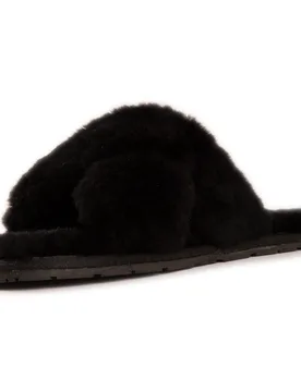 Australia Womens Sheepskin Wool Brighton Slippers - Black - Size Uk 3 - Aus Wooli - FashionsVida