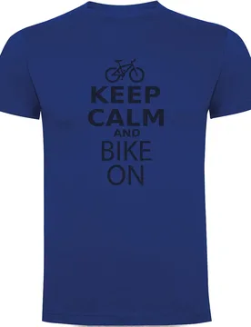 Maglietta A Maniche Corte Keep Calm And Bike On Royal Blue - Kruskis - FashionsVida