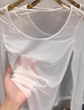 Blusa de manga larga transparente de ajuste delgado y minimalista, versátil y casual, color blanco primaveral para mujer XXL - Shein - FashionsVida