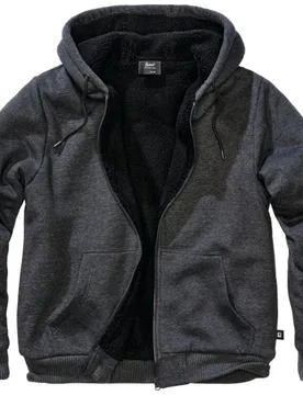 Kapuzenpullover - Sweatjacket Teddylining - S bis 5XL - für Männer - Größe 4XL - schwarz meliert - Männer - male - Brandit - FashionsVida