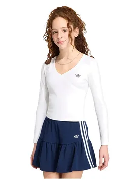 T-shirt à Manches Longues Et Col En V Slim Mini Rib Wrap Top White 9-10 Années Fille - Adidas Originals - FashionsVida