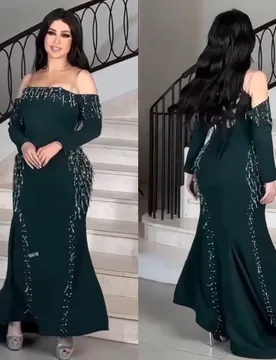 Customized Fashion Jersey Sequined Trumpet Sheer Straps Midi Dresses Bespoke Occasion Modern Style Elegant - Aliexpress - FashionsVida