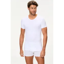 Camiseta interior de hombre de manga corta cuello redondo 100% algodón