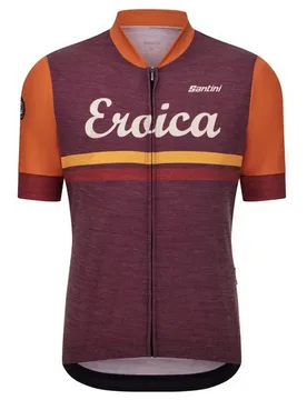 Maglia A Maniche Corte Eroica Iris Bordeaux - Santini - FashionsVida