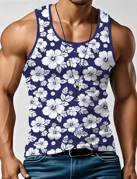 Men's Retro Floral 3D Printed Tank Top Summer Casual Streetwear Crew Neck Sleeveless Vest Trend Oversized Breathable Tees Tops - Aliexpress - FashionsVida