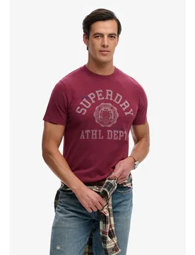 T-shirt à Manches Courtes Vintage Prep Relaxed Fit Tawny Port Red M - Superdry - FashionsVida