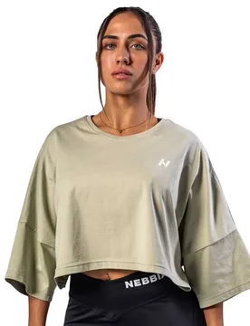 T-shirt à Manches Courtes Oversized Cropped Tee Just Flow 431 Light Green M-L - Nebbia - FashionsVida