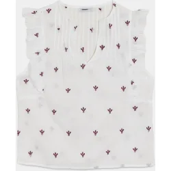 Blusa de mujer con escote en pico y abalorios