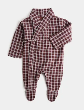 Checked Pramsuit (0-12 Mths) Red Mix unisex - M&S - FashionsVida