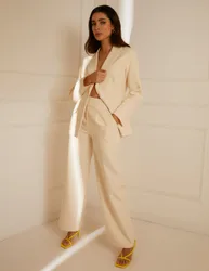Wide Leg Suit Trousers - 8 / STONE - female