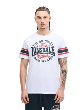 T-shirt à Manches Courtes Barton White / Dark Navy / Dark Red L - Lonsdale - FashionsVida