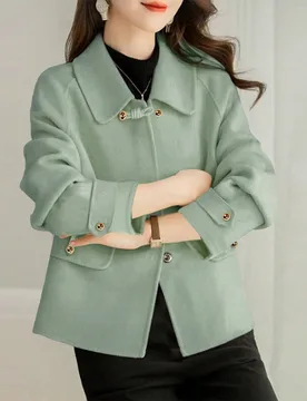 Chaqueta de tweed gruesa de unicolor casual y versátil para uso diario para mujer, otoño/invierno XL - Shein - FashionsVida