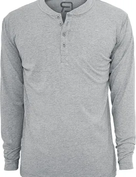 Langarmshirt für Männer grau meliert "Basic Henley" von - Männer - male - RED by EMP - FashionsVida