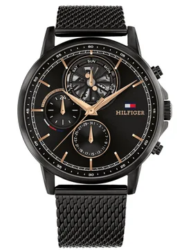 Stewart Mens Watch 1710610 - Stylish & Functional - Black Mesh - Size 0-1m - Tommy hilfiger - FashionsVida