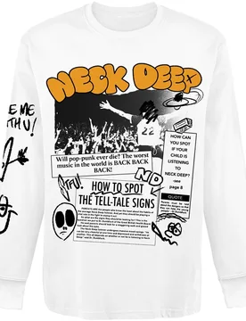 Langarmshirt - Pop Punk Is Back - S bis XL - für Männer - Größe XL - weiß - Lizenziertes Merchandise! - Männer - male - Neck Deep - FashionsVida