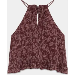 Top estampado de mujer con lazada al cuello