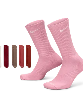Everyday Cushioned Crew 6 Pack Unisex Socks - Red - Size - Red - Size: 5 - 8 - Nike - FashionsVida