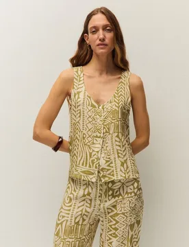 Top de mujer con estampado étnico y tirantes - System Action - FashionsVida