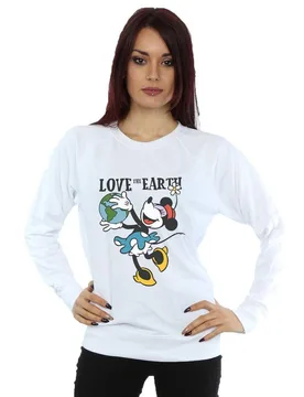 Women's Mickey Mouse Love The Earth Sweatshirt in White Size: Large - White - Size: L - Disney - FashionsVida