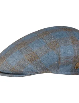 Pierce Silk Check Flat Cap Zechbauer by - blue - Size: 60 cm - Mayser - FashionsVida