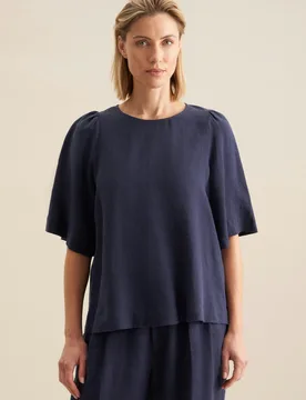 Shirtbluse Uni Blau 38 - Seidensticker - FashionsVida