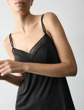Boston Microfibre Non Wired Lace Trim Slip Black female - Autograph - FashionsVida