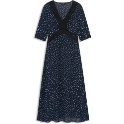 Vestido largo con estampado de lunares