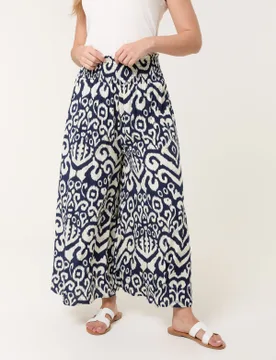 Shirred Waist Wide Leg Trousers - L/XL / NAVY - female - Blue Vanilla - FashionsVida