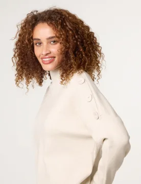 Womens Button Shoulder Jumper - Stone - Size L/xl - Blue Vanilla - FashionsVida