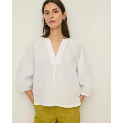 Blusa de mujer de cuello tunecino y manga francesa