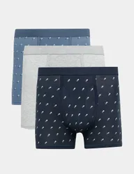 Pack Cotton Stretch Print Trunks Blue Mix male