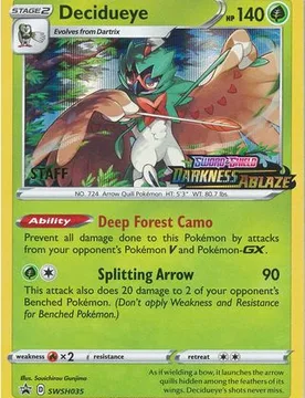 Pokemon Sword & Shield Promo SWSH035 Decidueye (STAFF) - Pokémon - FashionsVida
