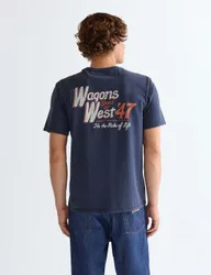Pure Cotton Back Graphic T-Shirt Navy male
