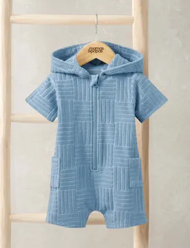 Cotton Rich Zip Romper (9 Mths-3 Yrs) Blue male - Mamas & Papas - FashionsVida