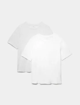 Pack Cotton Modal Pyjama Tops Grey Mix female - M&S - FashionsVida