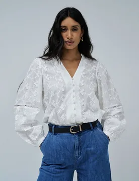 Blusa de mujer jacquard con estampado floral - Salsa Jeans - FashionsVida