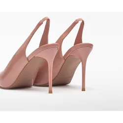 Zapatos de salón de mujer de piel con tacón destalonado