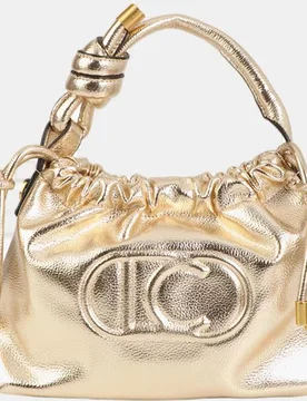 Bolso de mano metalizado con logo en relieve - Lola Casademunt - FashionsVida