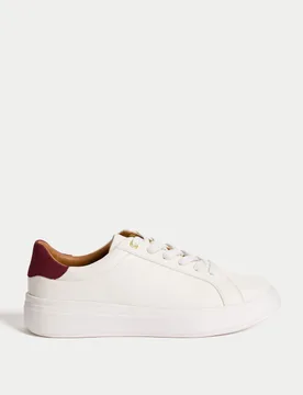 Lace Up Platform Trainers White female - M&S - FashionsVida