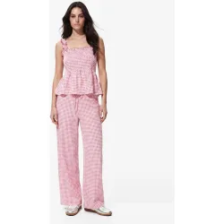 Pantalón largo de mujer de cuadros de vichy