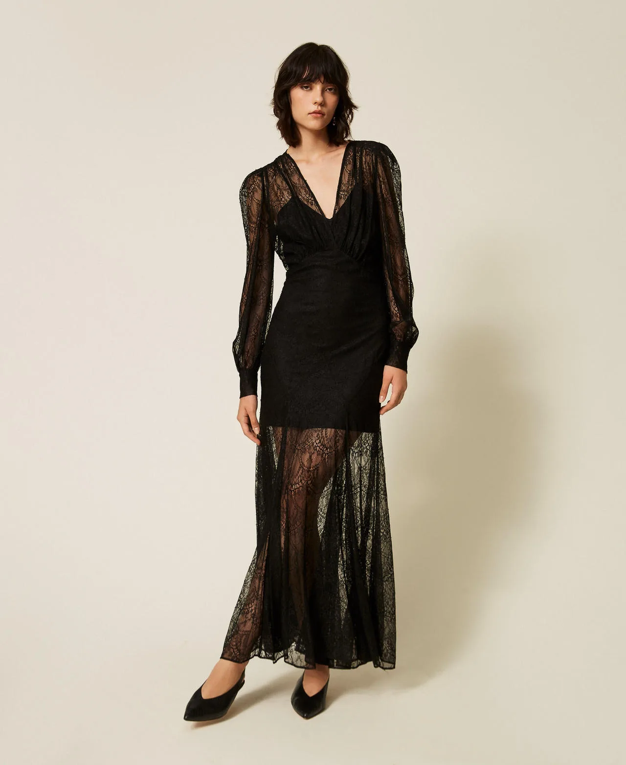 Robe longue en dentelle de Valenciennes - TWINSET - FashionsVida