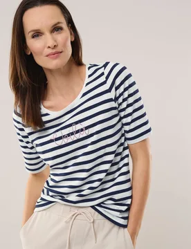 Ringelshirt Voilà, #normale Größen, Farbe Blau, 40, hautsympathische Baumwolle garngefärbter Ringel Damen - Walbusch - FashionsVida