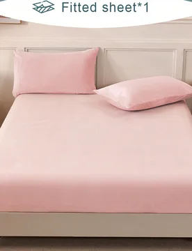 Pieza Sábana ajustada de terciopelo, ropa de cama navideña, sábana ajustada de unicolor, suave y cómoda, regalo de ropa de cama, adecuada para oto - Shein - FashionsVida