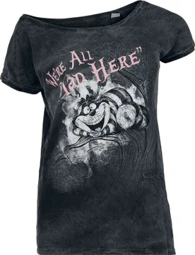Disney T-Shirt - Grinsekatze - We're All Mad Here - S bis 3XL - für Damen - Größe M - schwarz - EMP exklusives Merchandise! - Frauen - female - Alice im Wunderland - FashionsVida