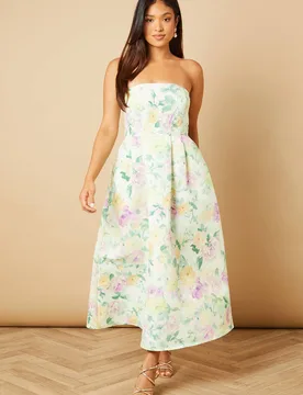 Women's Petite Occasion Floral Twill Strapless Mini Dress in Lilac Size: 12 - Lilac - Size: 12 - OASIS - FashionsVida