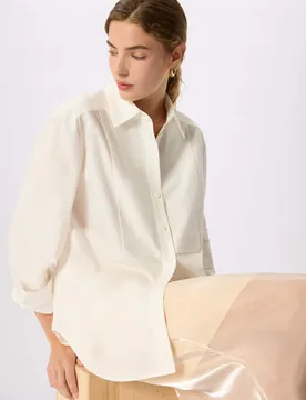 Pure Cotton Collared Bib Detail Shirt White female - Whistles - FashionsVida