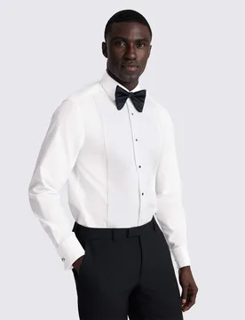 Tailored Fit Pure Cotton Dress Shirt White male - MOSS - FashionsVida