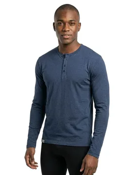 T-shirt à Manches Longues Slub Grandad Dry Slate Blue 2XL - Superdry - FashionsVida